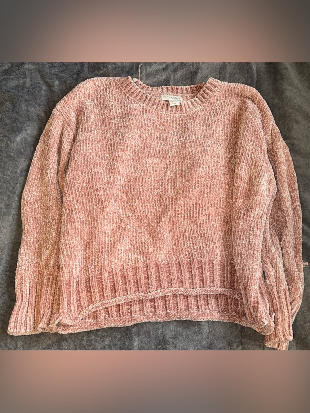 Cynthia Rowley Dusty Rose Chenille Crewneck Sweater